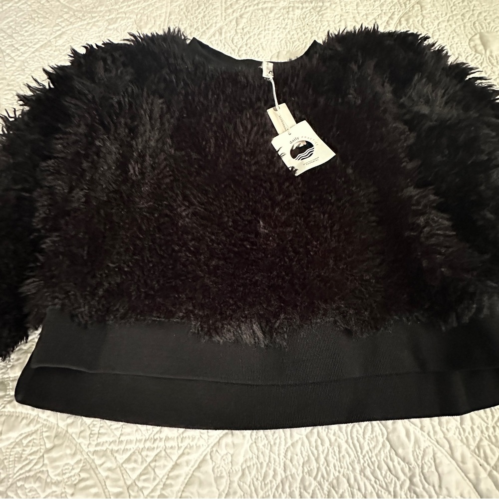 Black Fuzzy/Faux Fur Women's Sweater from Anthropologie